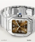 Cartier Santos Steel Brown Dial Watch