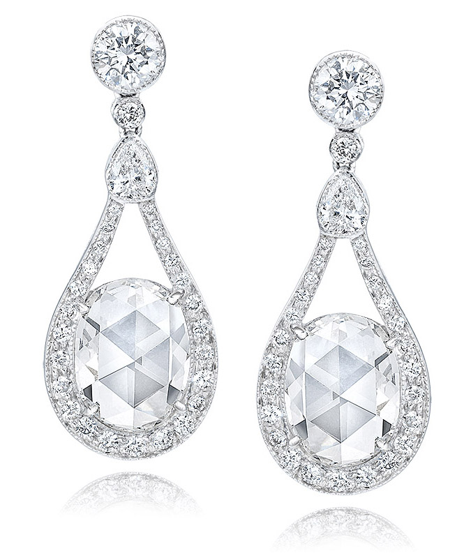 Rose-Cut Oval Diamond Drop Earrings | CELLINI JEWELERS
