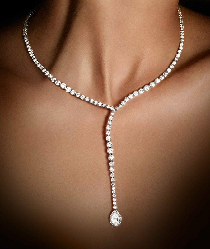 Brilliant Pear Shaped Cascading Diamond Necklace