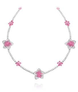 Pink Sapphire Briolette Flower Necklace