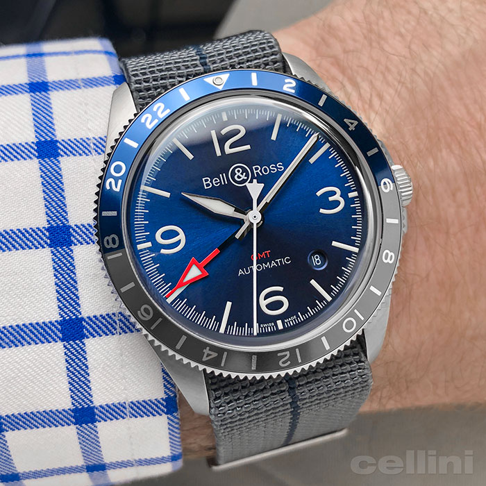 BR V2 93 GMT Blue Bell Ross Cellini Jewelers