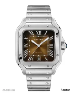 Cartier Santos Steel Brown Dial Watch