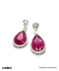 Cellini Platinum Pear shaped Rubellite diamond Earrings