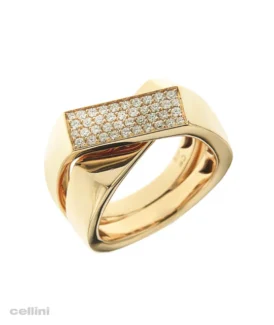 Crivelli Yellow Gold Crisscross Diamond Ring