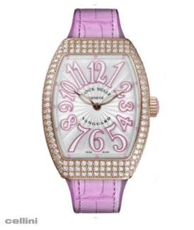 Franck Muller Slim Lady Vanguard Diamond watch with Pink dial