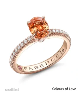 Faberge Colours of Love Rose Gold Spessartite Garnet with Diamond Shoulders Ring