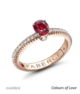 Fabergé Colours of love RUBY with Diamond Shoulders Ring