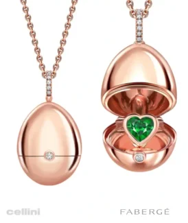 Fabergé Essence Rose Gold Emerald Heart Surprise Locket