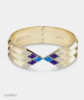 Nefertiti triple Cuff 18k Lapis Lazuli, MOP & diamonds bracelet