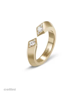 Nefertiti -NB 275 Double Lozenge Yellow Gold Diamond RING