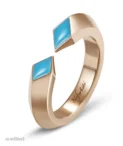 Nefertiti - Yellow Gold Double Turquoise Awaken Ring