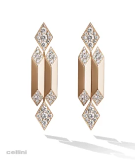 Nefertiti -iconic Diamond Yellow Gold Drop Earring