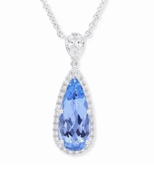 Oscar Heyman 903180 Aquamarine & Diamond Pendant in Platinum