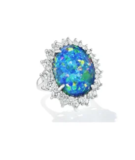 Oscar Heyman Platinum Black Opal Diamond Ring 303347