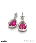 Cellini Platinum Pear shaped Rubellite diamond Earrings